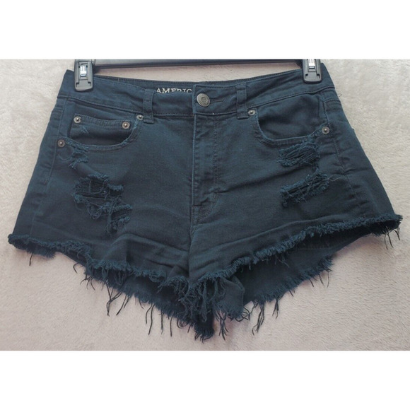 American Eagle Outfitters Shorts Women's Size 6‎ Navy Denim Dark Wash Distressed - Picture 1 of 7